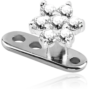 TITANIUM INTERNALLY THREADED DERMAL ANCHOR WITH SURGICAL STEEL JEWELLED FLOWER ATTACHMENT