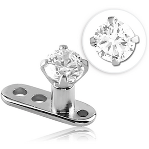 TITANIUM INTERNALLY THREADED DERMAL ANCHOR WITH ROUND PRONG SET JEWEL