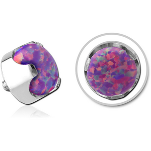 TITANIUM SYNTHETIC OPAL JEWELLED ATTACHMENT FOR 1.6MM INTERNALLY THREADED PINS - CROWN