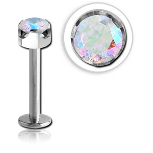 TITANIUM INTERNALLY THREADED JEWELLED LABRET - CROWN