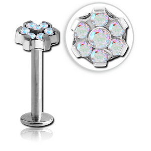 TITANIUM INTERNALLY THREADED JEWELLED LABRET - FLOWER