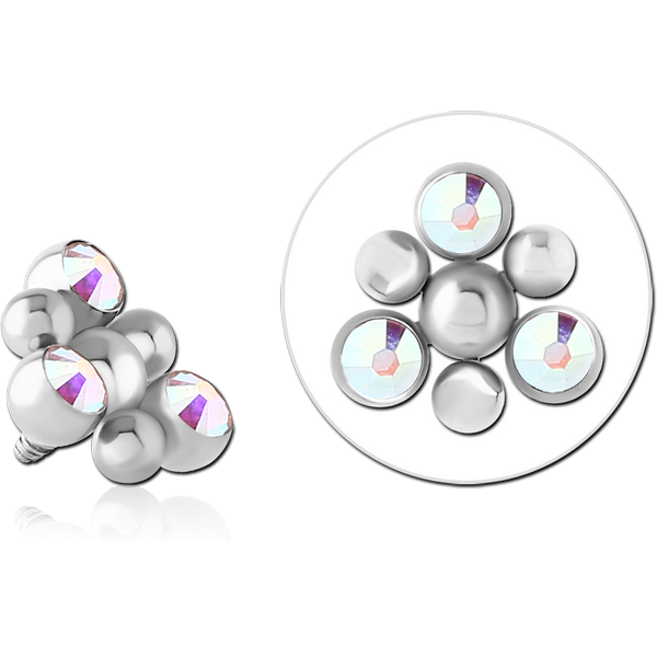 TITANIUM JEWELLED MICRO ATTACHMENT FOR 1.2MM INTERNALLY THREADED PINS