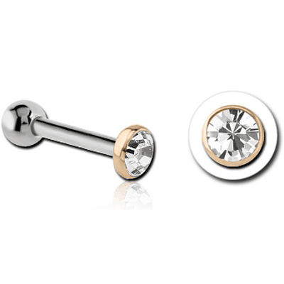 14K GOLD JEWELLED ATTACHMENT WITH TITANIUM INTERNALLY THREADED MIRCO BARBELL