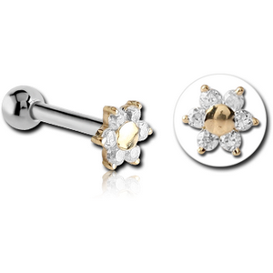 14K GOLD JEWELLED ATTACHMENT WITH TITANIUM INTERNALLY THREADED MIRCO BARBELL