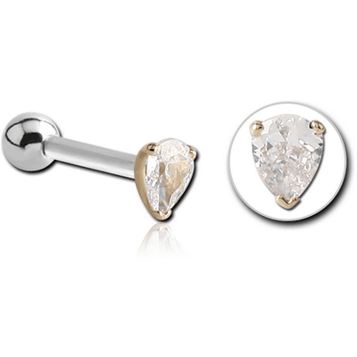 14K GOLD ATTACHMENT WITH TITANIUM INTERNALLY THREADED MIRCO BARBELL