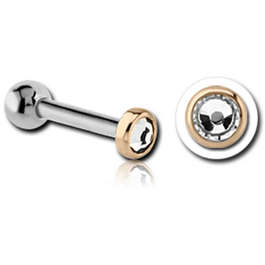 14K GOLD JEWELLED ATTACHMENT WITH TITANIUM INTERNALLY THREADED MIRCO BARBELL