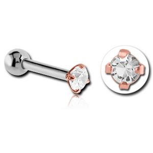 14K ROSE GOLD JEWELLED ATTACHMENT WITH TITANIUM INTERNALLY THREADED MIRCO BARBELL