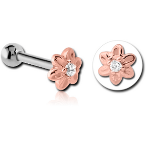14K ROSE GOLD JEWELLED ATTACHMENT WITH TITANIUM INTERNALLY THREADED MIRCO BARBELL