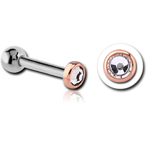 14K ROSE GOLD JEWELLED ATTACHMENT WITH TITANIUM INTERNALLY THREADED MIRCO BARBELL