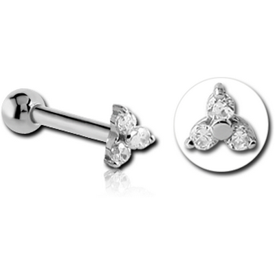 14K WHITE GOLD ATTACHMENT WITH TITANIUM INTERNALLY THREADED MICRO BARBELL
