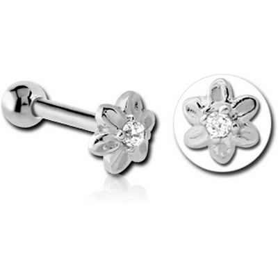 14K WHITE GOLD JEWELLED ATTACHMENT WITH TITANIUM INTERNALLY THREADED MICRO BARBELL