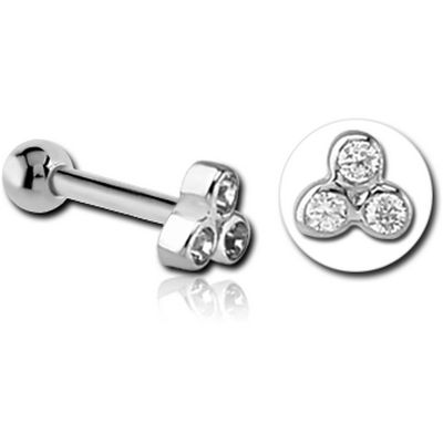 14K WHITE GOLD JEWELLED ATTACHMENT WITH TITANIUM INTERNALLY THREADED MICRO BARBELL