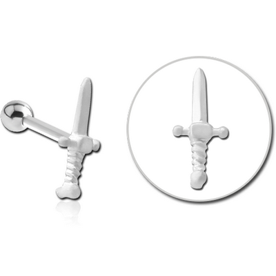 14K WHITE GOLD JEWELLED ATTACHMENT WITH TITANIUM INTERNALLY THREADED MIRCO BARBELL