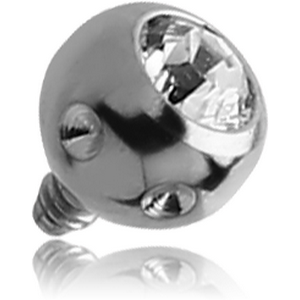 TITANIUM 6 DIMPLES SWAROVSKI CRYSTAL JEWELLED SLAVE BALL FOR 1.6MM INTERNALLY THREADED PINS