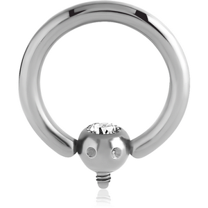 TITANIUM INTERNALLY THREADED 6 DIMPLES JEWELLED SLAVE BALL WITH BALL CLOSURE RING