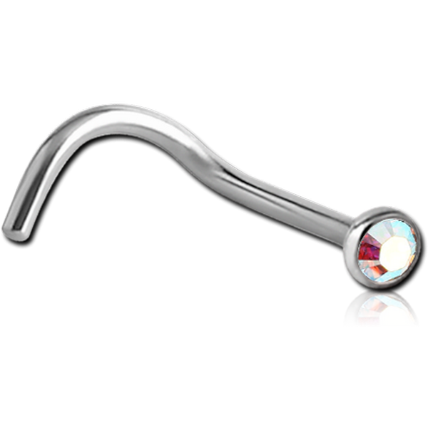 TITANIUM VALUE CRYSTAL JEWELLED CURVED NOSE STUD