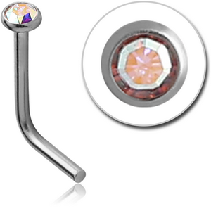 TITANIUM PREMIUM CRYSTAL JEWELLED 90 DEGREE NOSE STUD