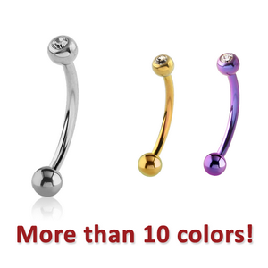 TITANIUM JEWELLED CURVED MICRO BARBELL WITHOUT TOP BALL