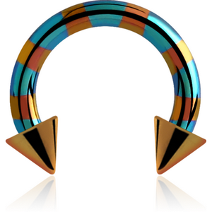 ANODISED TITANIUM TWO TONE CIRCULAR BARBELL WITH BRONZE CONES