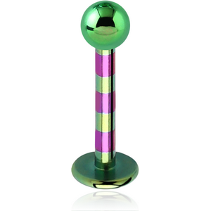 ANODISED TITANIUM TWO TONE MICRO LABRET WITH GREEN BALL