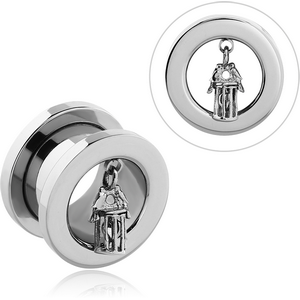 STAINLESS STEEL THREADED TUNNEL WITH BIRDS ON CAGE CHARM