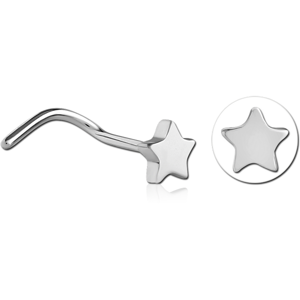 TITANIUM CURVED NOSE STUD STAR 4 MM