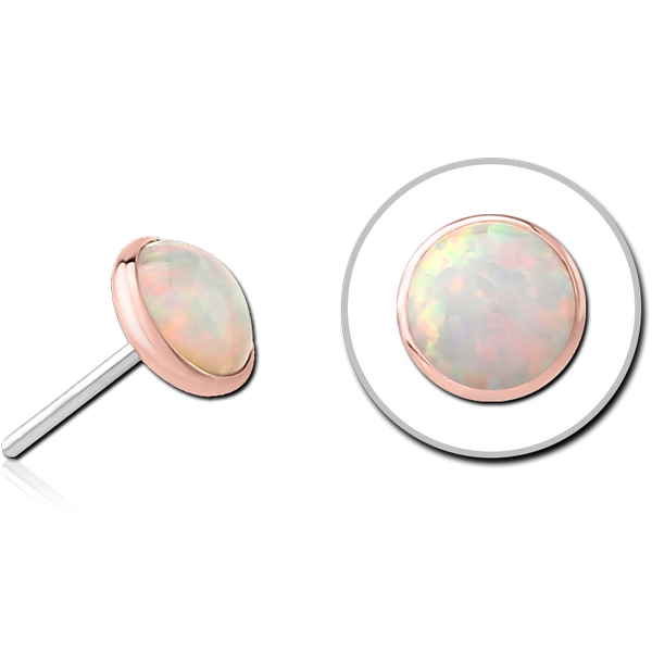 14K ROSE GOLD SYNTHETIC OPAL JEWELLED ATTACHMENT TITANIUM THREADLESS PINS