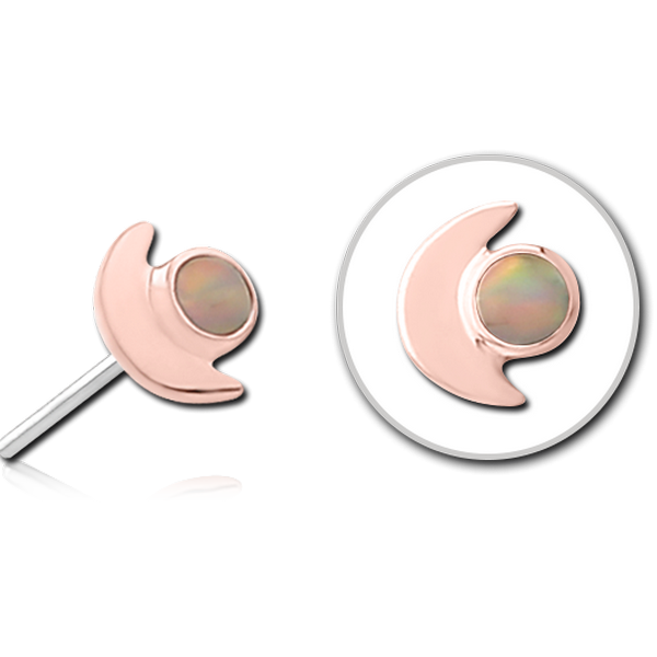 14K ROSE GOLD SYNTHETIC OPAL JEWELLED ATTACHMENT TITANIUM THREADLESS PINS