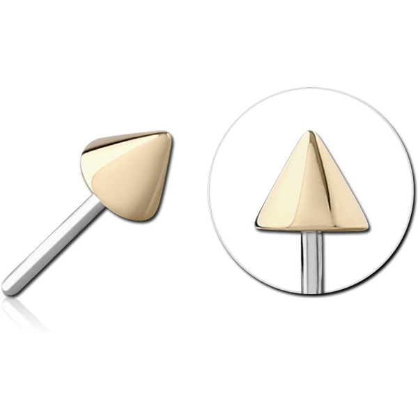 14K GOLD ATTACHMENT TITANIUM THREADLESS PIN