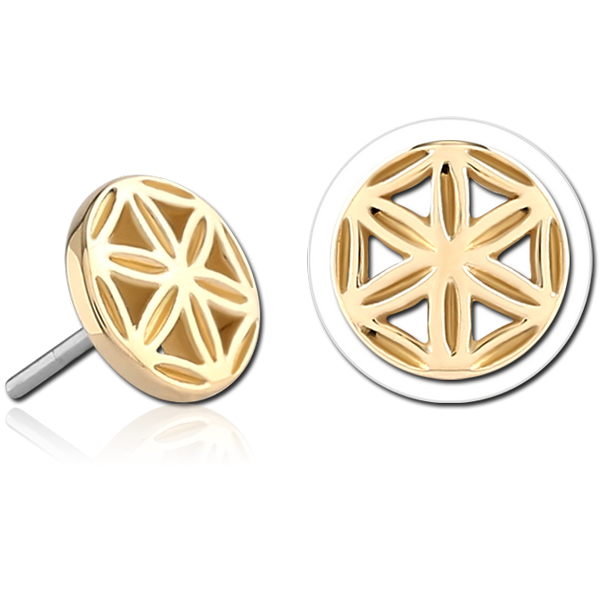 14K GOLD ATTACHMENT TITANIUM THREADLESS PIN