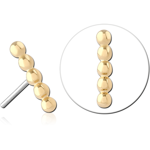14K GOLD ATTACHMENT TITANIUM THREADLESS PIN