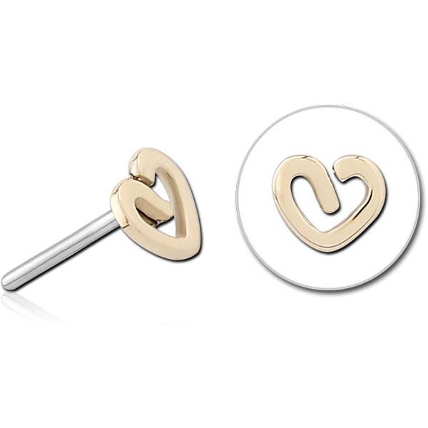 14K GOLD ATTACHMENT TITANIUM THREADLESS PIN