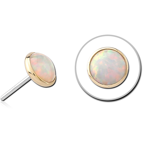 14K GOLD SYNTHETIC OPAL JEWELLED ATTACHMENT TITANIUM THREADLESS PINS