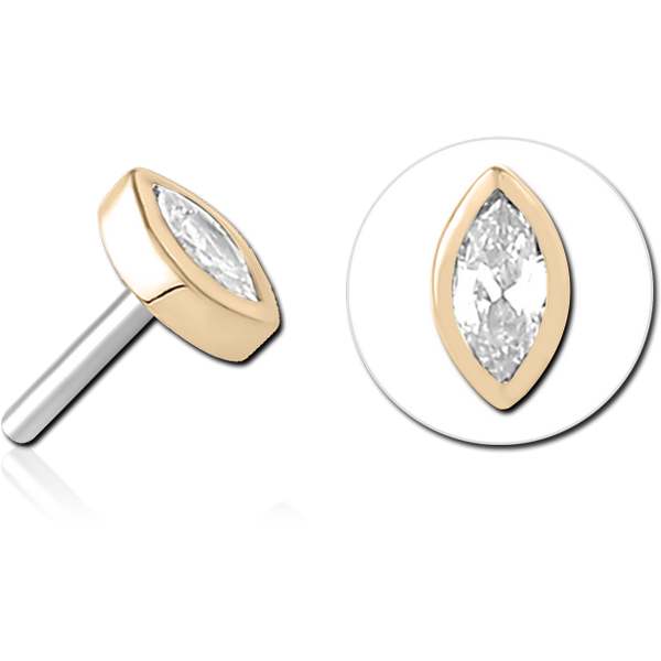 14K GOLD JEWELLED ATTACHMENT TITANIUM THREADLESS PIN