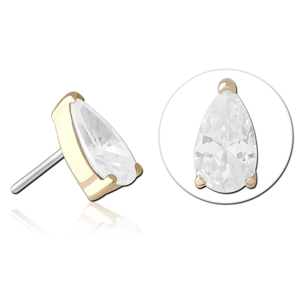 14K GOLD JEWELLED ATTACHMENT TITANIUM THREADLESS PIN