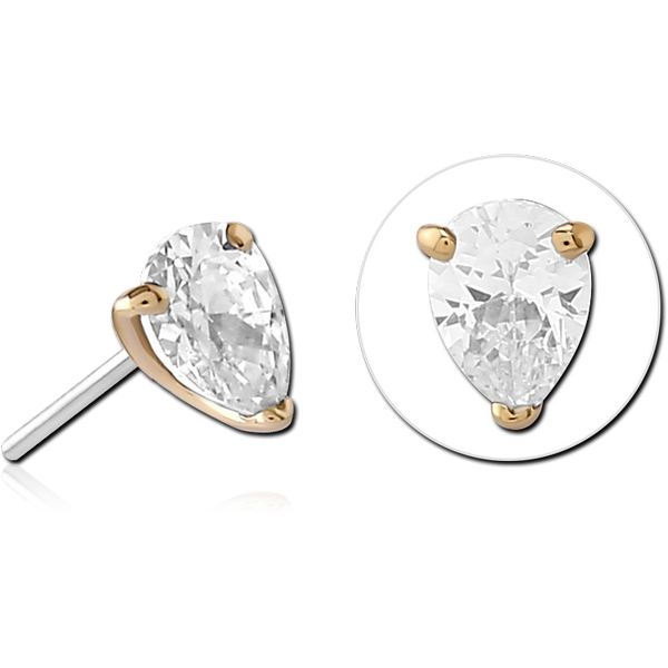 14K GOLD JEWELLED ATTACHMENT TITANIUM THREADLESS PIN
