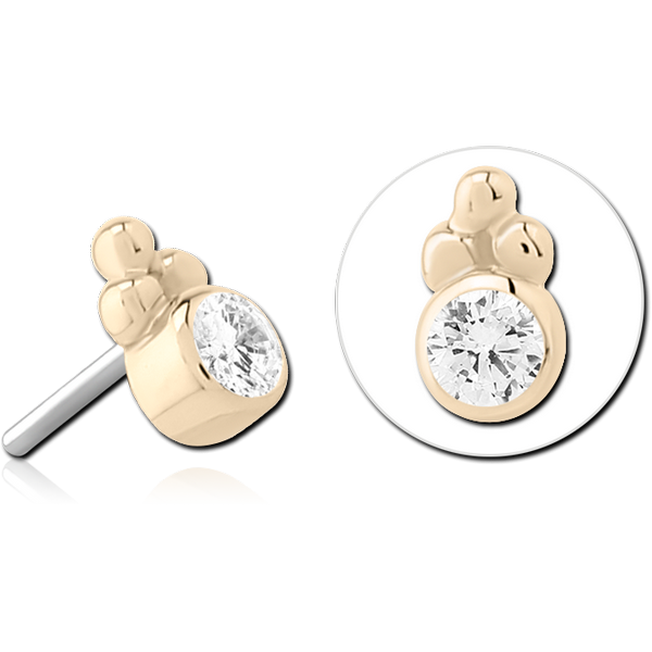 14K GOLD JEWELLED ATTACHMENT TITANIUM THREADLESS PIN