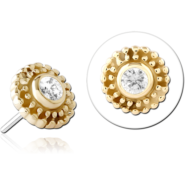 14K GOLD JEWELLED ATTACHMENT TITANIUM THREADLESS PIN