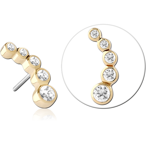 14K GOLD JEWELLED ATTACHMENT TITANIUM THREADLESS PIN