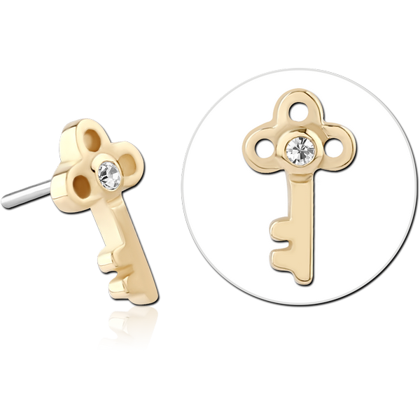 14K GOLD JEWELLED ATTACHMENT TITANIUM THREADLESS PIN