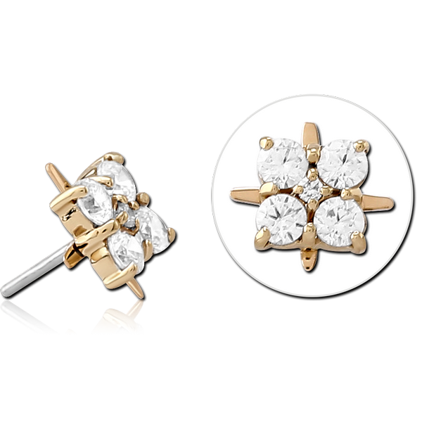 14K GOLD JEWELLED ATTACHMENT TITANIUM THREADLESS PIN