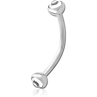 TITANIUM DOUBLE JEWELLED THREADLESS CURVED BARBELL