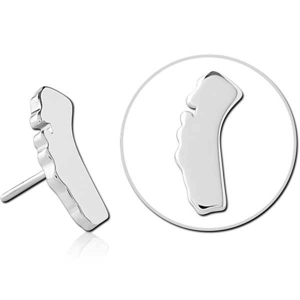 14K WHITE GOLD ATTACHMENT TITANIUM THREADLESS PIN