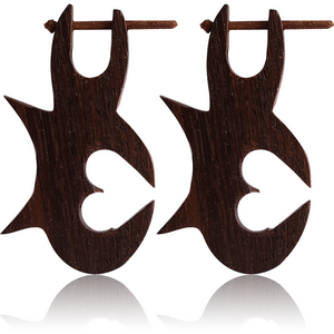 ORGANIC WOODEN EARRINGS PAIR TEAK TRIBAL