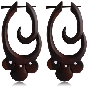 ORGANIC WOODEN EARRINGS BLACK -SONO