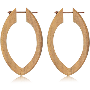 ORGANIC WOODEN EARRINGS PAIR TRIBAL