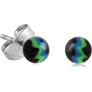 UV ACRYLIC BALL ZIGZAG EAR STUDS PAIR