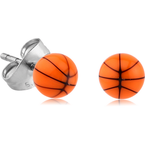 UV ACRYLIC BASKETBALL EAR STUDS PAIR