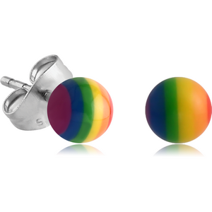 UV ACRYLIC RAINBOW BALL EAR STUDS PAIR