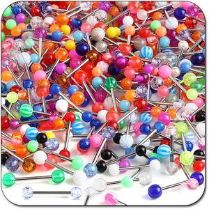 VALUE PACK OF MIX SURGICAL STEEL BARBELLS WITH UV ACRYLIC BALLS 1.6MM - PACK OF 2500 PCS